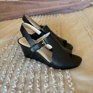 Cole Haan Black Wedges With Buckle